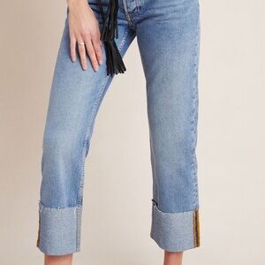 Denim jeans from Pilcro the letterpress by Anthro.Cuffed cropped hem, button fly